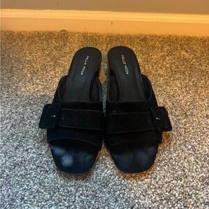Pelle Moda Black Suede Slide Sandals SIZE 10